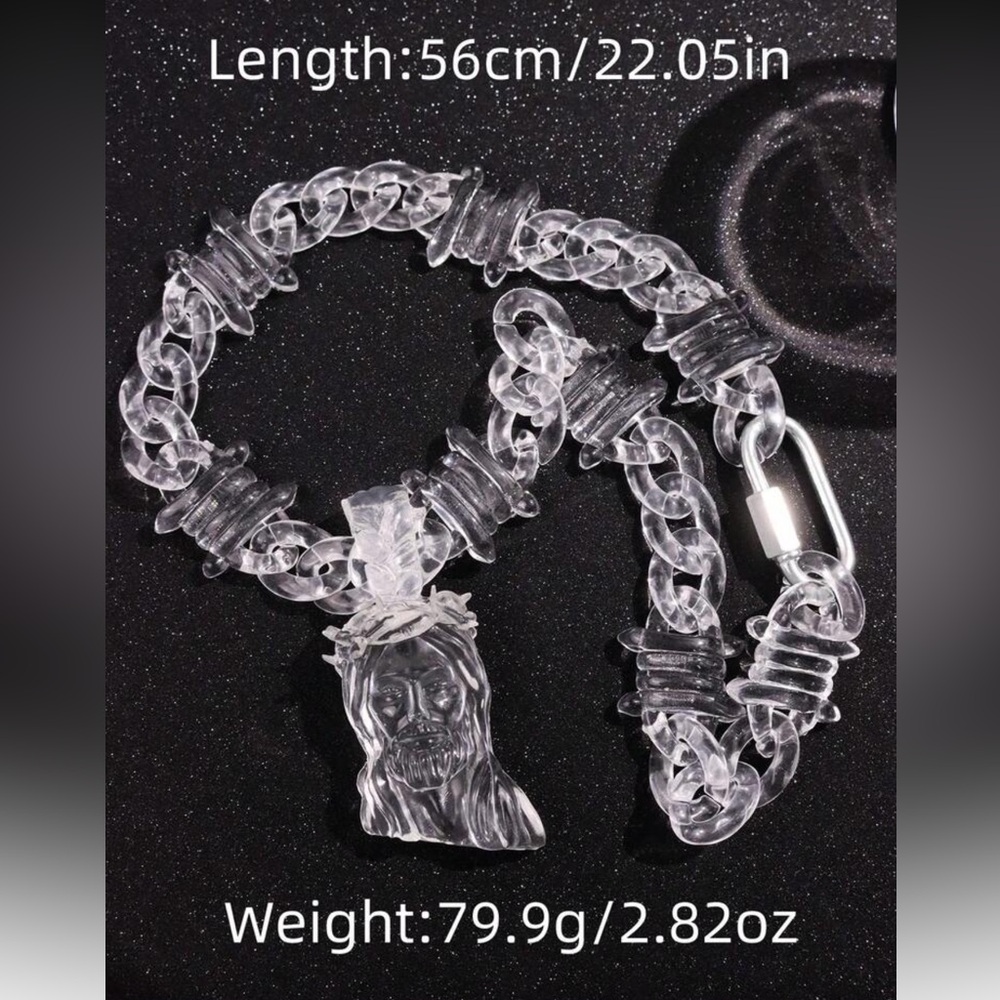 Clear Jesus Pendant Necklace